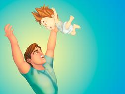 illustrated happy father with son