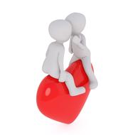 valentineâs day, 3d render, couple kissing on heart