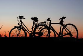 bicycles at sunset