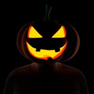 halloween pumpkin, with bright scary face at darkness, avatar