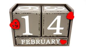 Valentineâs Day, February 14, block calendar with hearts, drawing