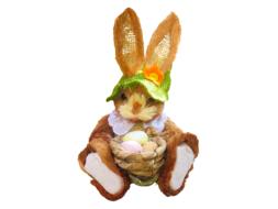 photo of easter bunny with a basket of eggs