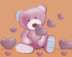 teddy bear and hearts as an illustration