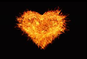 heart made of flame fire on black background