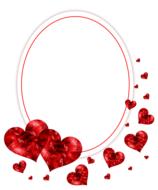 oval frame with red hearts