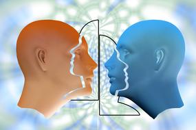 drawn two profiles of a man looking at each other