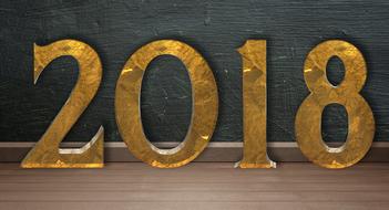 2018, golden 3d Number