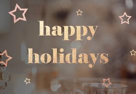 happy holidays, greeting with golden stars