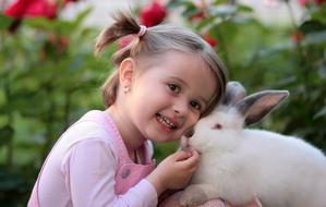 cute girl with rabbit