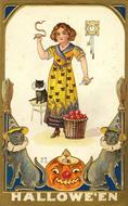 halloween vintage card drawing