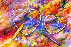 background texture colors hearts drawing