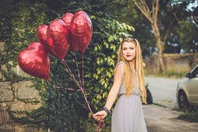 Girl Heart balloons Happy