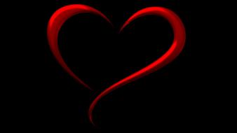 3d outline of heart at darkness, drawing