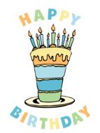 clipart of high birthday cake with candles