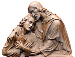 jesus and man statue