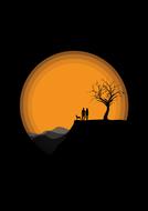 couple dog sun drawing