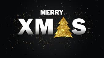 merry xmas gold tree stars