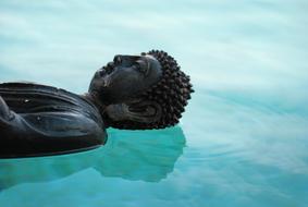 black buddha statue on the water