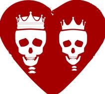 eternal love, crowned skulls at heart, drawing