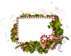 green christmas frame with holly leaves