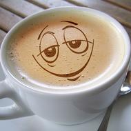 cup coffee foam face