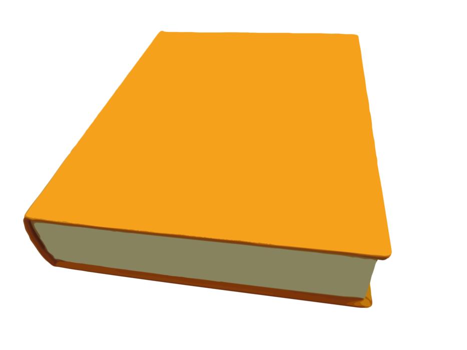 book with orange cover on white background