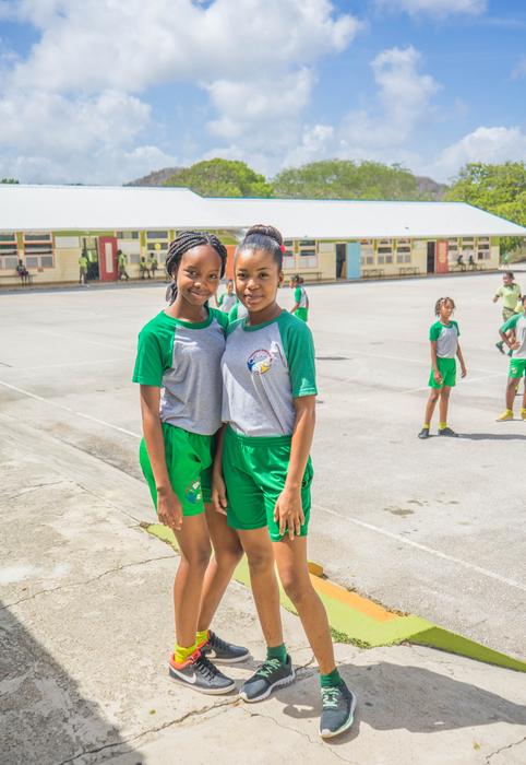 children at recess on the street in curacao