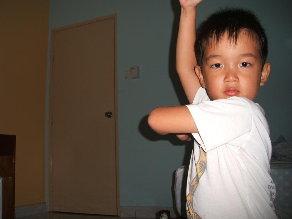 Portrait of the boy, practicing kung fu