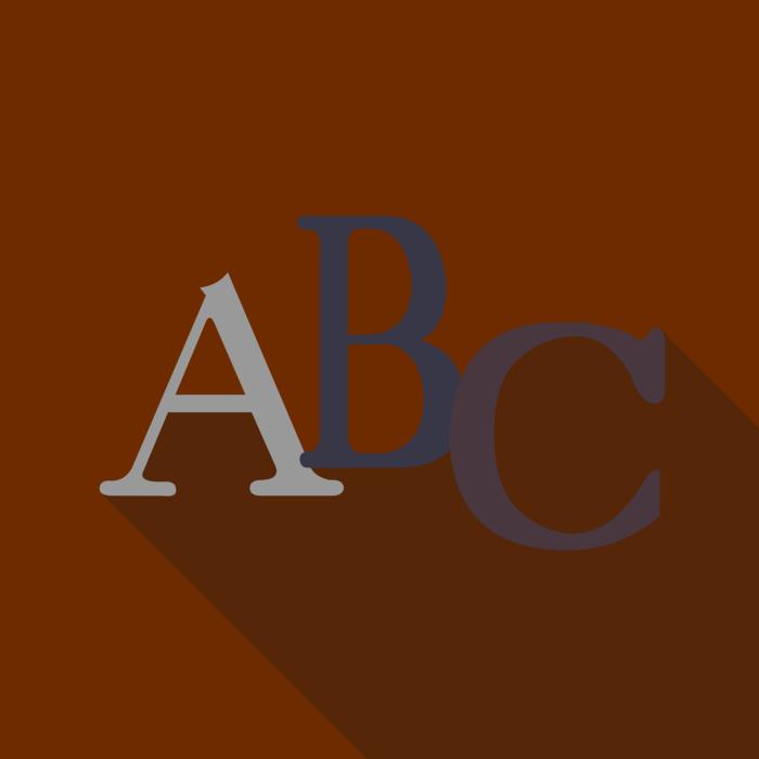 alphabet letters on brown background