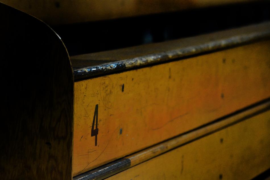 old tribune in the sports hall