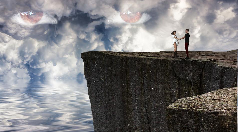 Couple on the beautiful Fantasy landscape