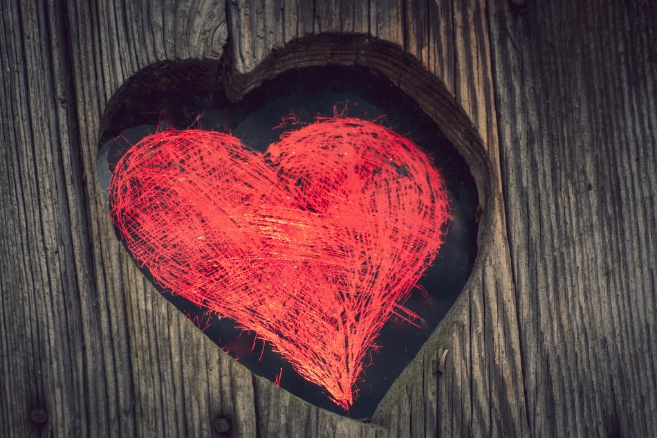 wooden red heart