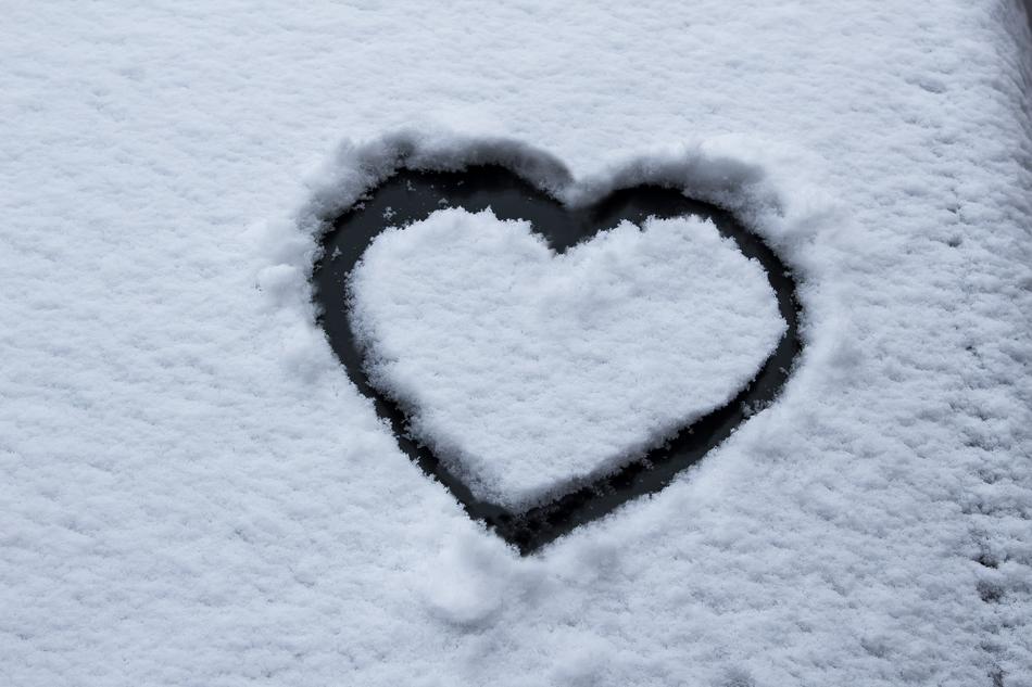 Heart drawn on Frosty glass