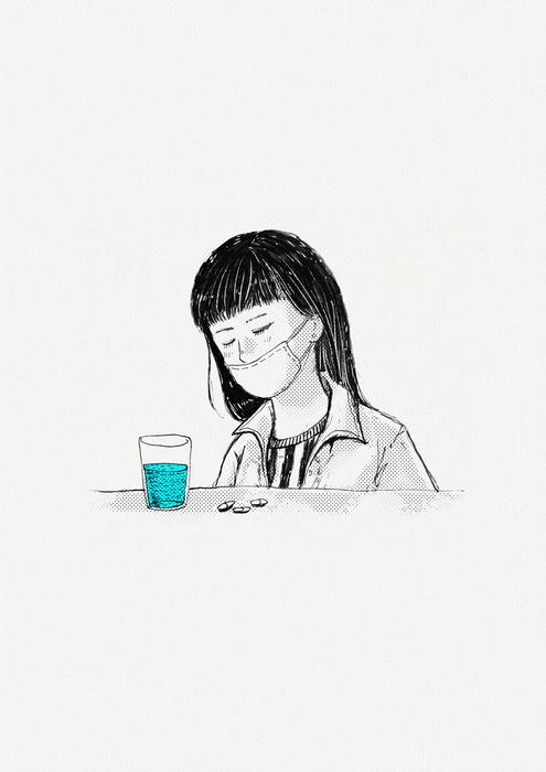 girls water cups drawing