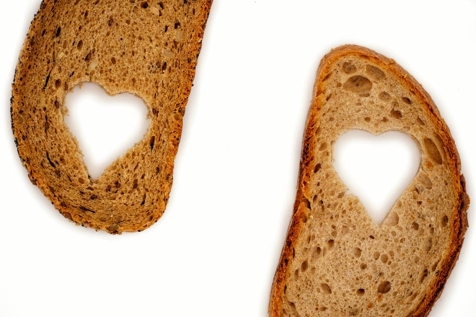 hearts as a slices of black bread