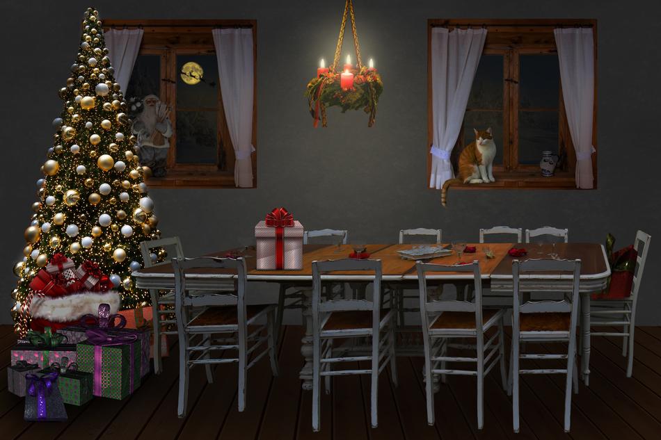 room decorated for christmas