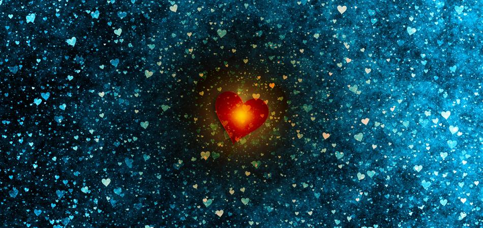 heart in galaxy as background