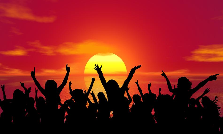 Silhouette of the people on the celebration
