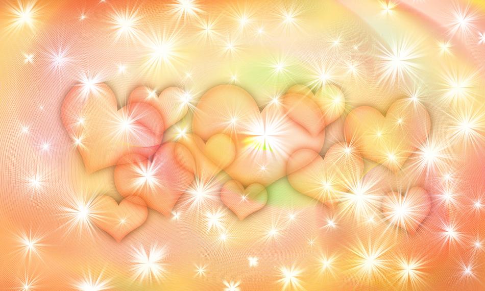 Colorful hearts with the lights