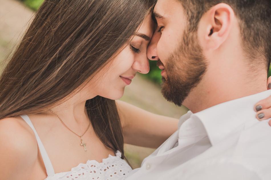 couple in love in white close up