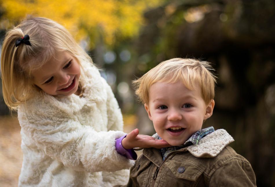 happy Adorable Children, girl and Boy outdoor