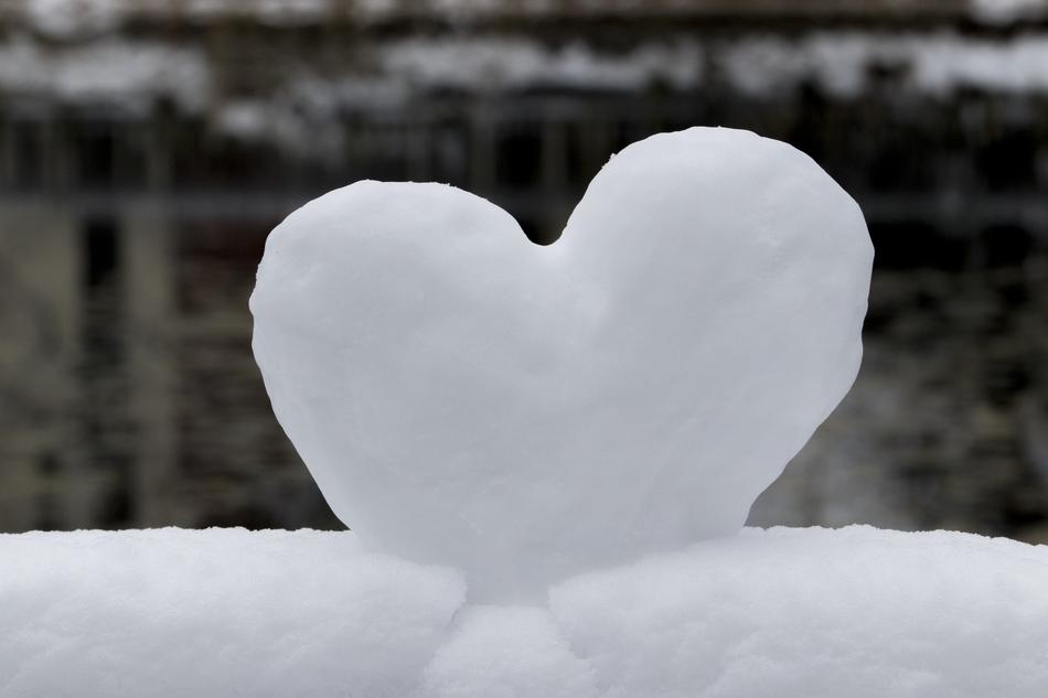Beautiful heart made of the snow