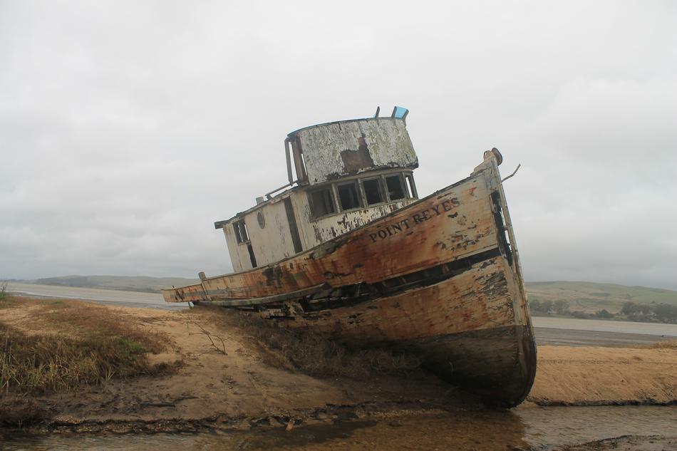 Wreaked Boat on Ocean coast