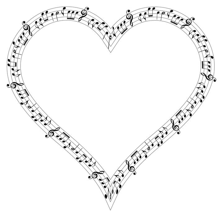 clipart of musical heart love shape