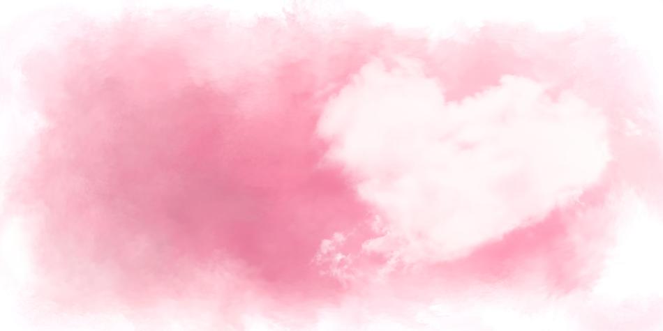 White heart shaped clouds among the pink clouds