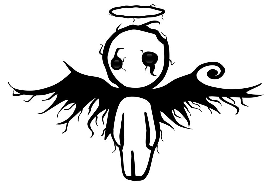 black and white image emo angel