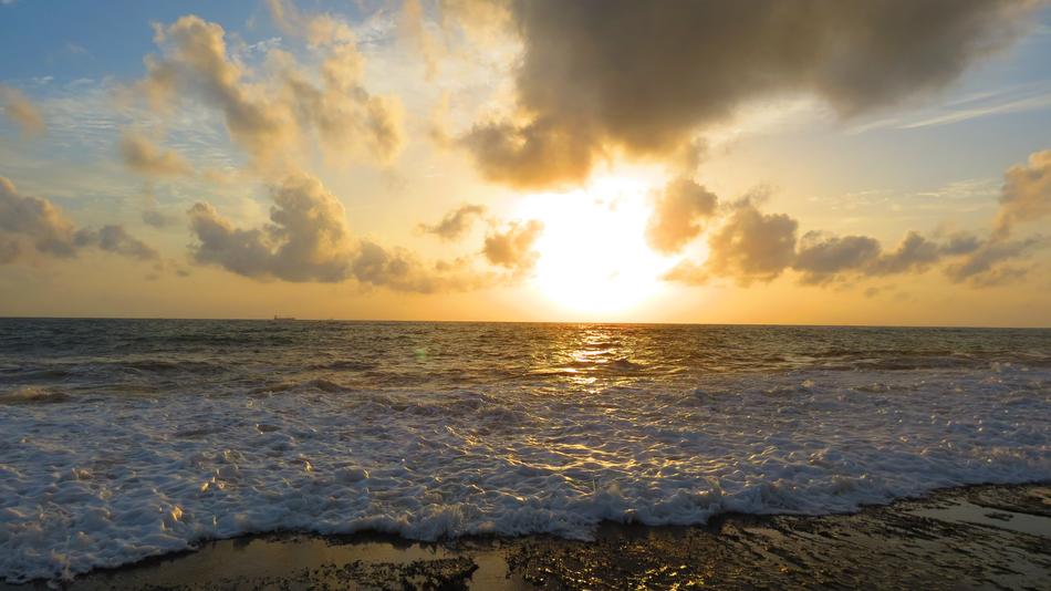 atmospheric sunset on the beach