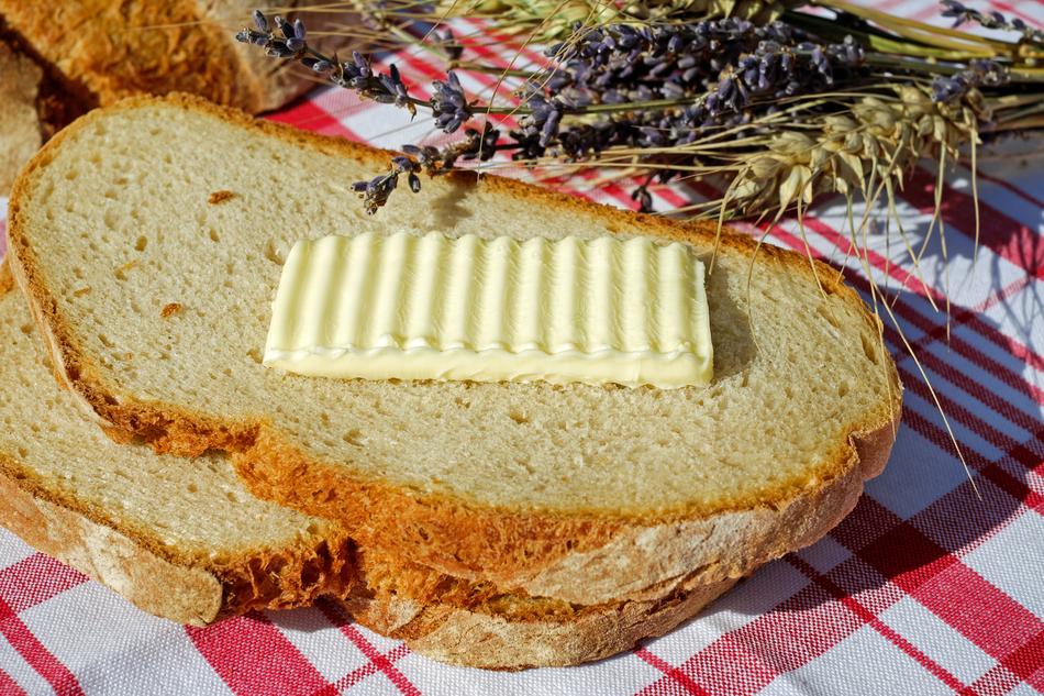 Bread And Butter on cloth at sunlight