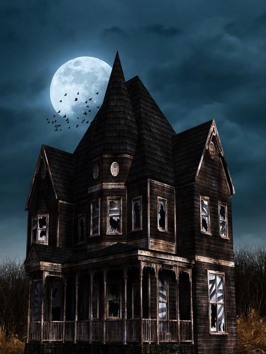Halloween Bates Hotel moon
