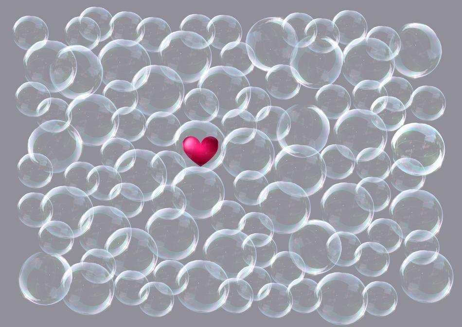 blow soap heart red drawing